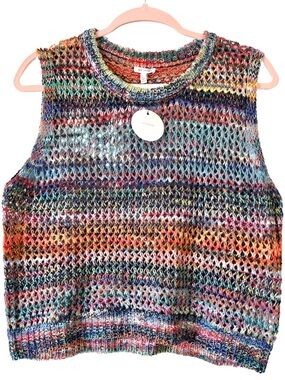 NWT En Crème Malibu Sunset Sleeveless Crochet Top L